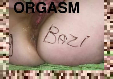 orgasm, fitta-pussy, kvinnligt-sprut, amatör, dildo, fantastisk, perfekt, ensam, close-up, rövhål