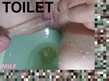 Clitoral masturbation with piss from uncut cock