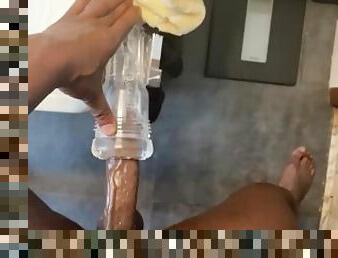 Hung Black Dick Fucking & Stroking Fleshlight Til He Drops A Load