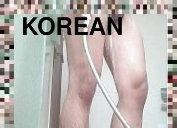 asiatisk, bading, onani, amatør, cumshot, homofil, runking, dusj, alene, koreansk