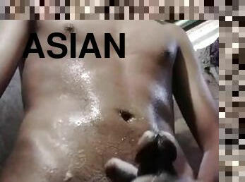 asia, mandi, mastubasi, amatir, remaja, handjob-seks-dengan-tangan-wanita-pada-penis-laki-laki, sentakkan, sperma, manis, seorang-diri