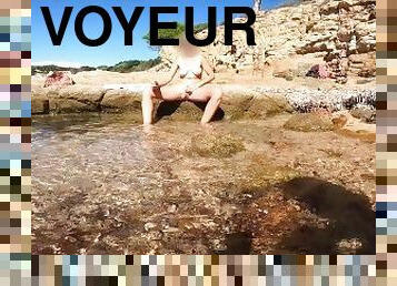 nudisti, vani, pišanje, u-javnosti, tinejdžeri, kemera, par, plaža, voajer, femdom