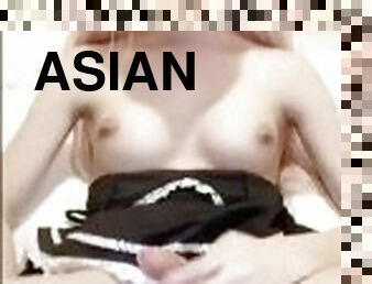 asiatique, femme-de-ménage, masturbation, ejaculation-sur-le-corps, jouet, ladyboy, ejaculation, blonde