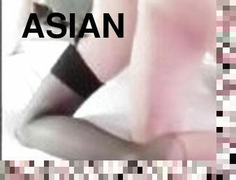 asiatisk, shemale, anal, avsugning, ladyboy, slyna, thailändsk, rövhål, sugande