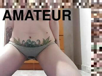 gros-nichons, pisser, amateur, culotte, seins, fétiche, solo