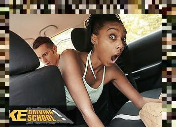 Fake Driving School Ebony Brit Asia Rae Gets Stuck and Fucked