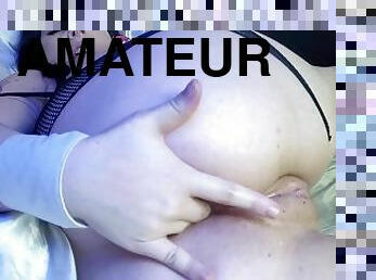 traseiros, masturbação, amador, anal, adolescente, dedos, rabo