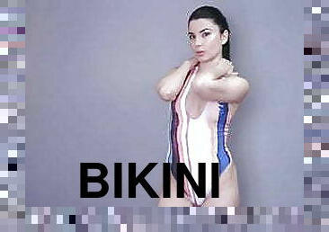 bikini, brunett