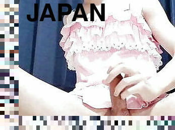 japanese crossdresser masturbating in pinky costume