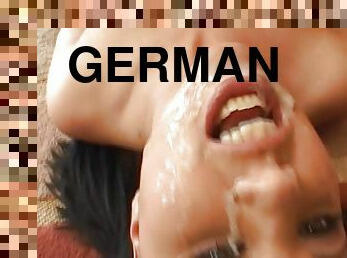 Round ass German slut gets her beautiful face covered with cum