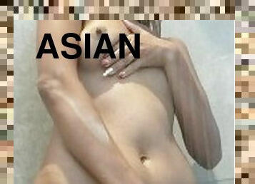 asiatique, baignade, masturbation, chatte-pussy, maigre, giclée, amateur, mature, milf, ejaculation-interne