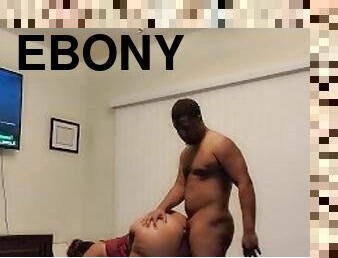 Ebony love games music and loud moaning doggystyle in the living room