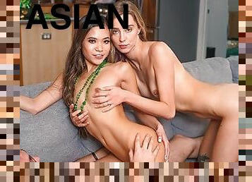 asiatisk, storatuttar, orgasm, avsugning, hardcore, avrunkning, deepthroat, creampie, svart, ansiktssprut