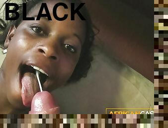 Black Amateur Slut Drinks Cum After Taking It Up The Ass From White Man