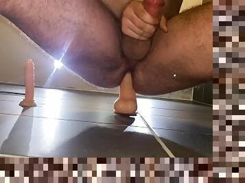 estilo-cão, peluda, anal, adolescente, gay, dildo, sozinho, bisexual, buraco-de-cu, urso