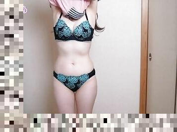 amateur, japonais, culotte, solo, soutien-gorge