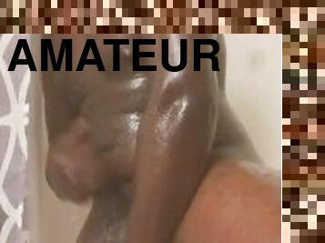 baignade, énorme, masturbation, amateur, ejaculation-sur-le-corps, ébène, black, secousses, ejaculation, douche