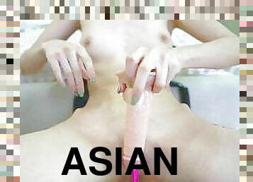 asiatique, masturbation, chatte-pussy, anal, énorme-bite, ados, serrée, cow-girl, tatouage, bite