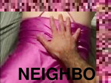 Teasing neighbor in lingerie grinding bare ass on my dick