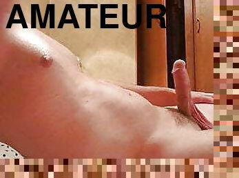 masturbation, amateur, énorme-bite, gay, secousses, point-de-vue, rasé, bite, taquinerie