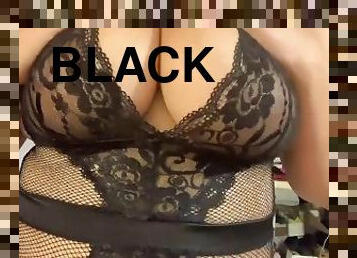 Black Lingerie Huge natural tits
