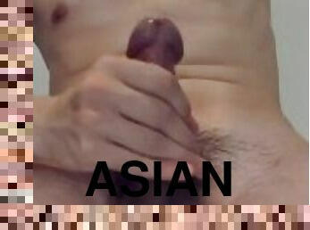 asiatique, masturbation, ejaculation-sur-le-corps, énorme-bite, gay, secousses, webcam, solo, bite