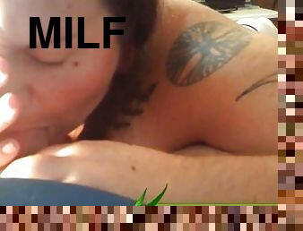 amatör, avsugning, milf, bbw, knubbig, strumpor, pov, brunett, hårt