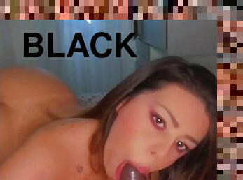 Teen latina slut sucking a big black dildo - Watch the full video on my free onlyfans