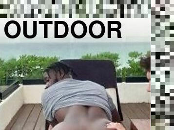 Outdoor Balcony Juicy Bubble Butt Ass Eating Until I Blow My HUGE LOAD On That Ass