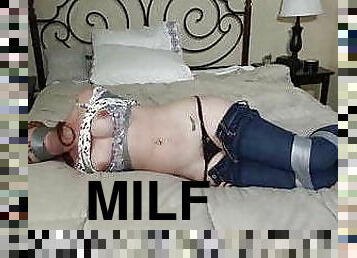 gros-nichons, milf, bdsm, baby-sitter, rousse, ligotée, européenne, euro, bâillonnement, bondage