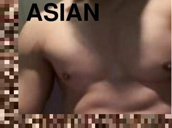 asiatisk, badning, offentlig, amatør, udløsning, bøsse, sperm, solo, muskuløs