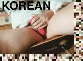 asia, pantat, mastubasi, orgasme, muncrat, mainan, sperma, seorang-diri, korea