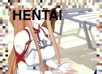 Anime Sword art online Asuna gets FUCKED on the beach.