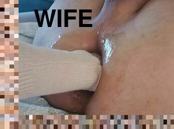 Wife fisting husband ass