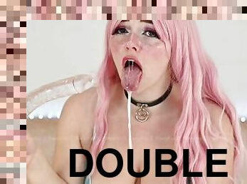 Deepthroat a clear double head dildo