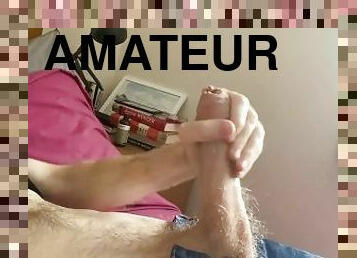 masturbation, amateur, ejaculation-sur-le-corps, énorme-bite, branlette, plage, secousses, horny, blanc, bite