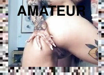 amatør, anal, legetøj, webcam, solo, smæk, tatovering