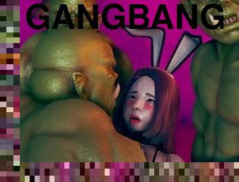 Beautifull girl enjoy orks gangbang - 3d hentai animation