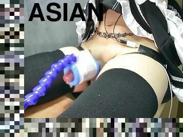 asiatisk, masturbation, leksak, bdsm, sprut, maskiner, bondage