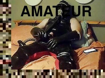 amatör, gay, sprut, fetisch, latex, ensam, maskiner-mask, gummi