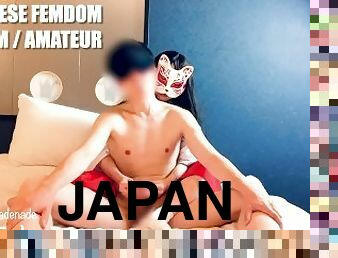 He's going to feel so good having both her hands on his glans. / Japanese Femdom CFNM Amateur