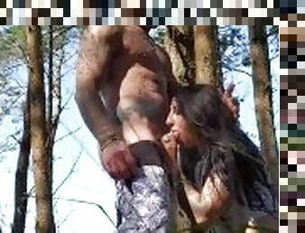 cul, en-plein-air, public, babes, énorme-bite, interracial, pute, incroyable, latex, forêt