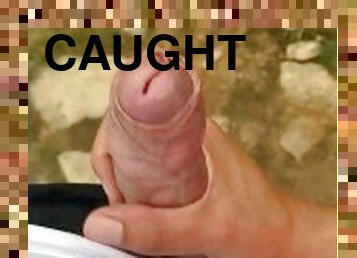 masturbation, public, amateur, branlette, française, attrapée, bite