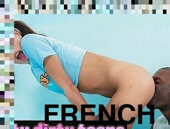 Deviante French brunette teen Megane Lopez hard fuck with big black cock