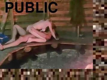 ANAL SEX IN A PUBLIC PLACE OUTSIDE BY THE FIREPLACE PART3