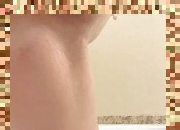 Solo pierced teen masturbating in bathtub dildo