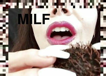 ASMR Sensually Eating Rambutans Close Up Sounds by Pretty MILF Jemma Luv Dental Fetish SFW