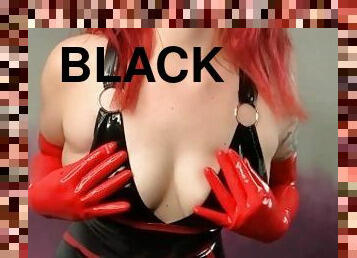 negru, roscata, fetish, latex, cauciuc, atata