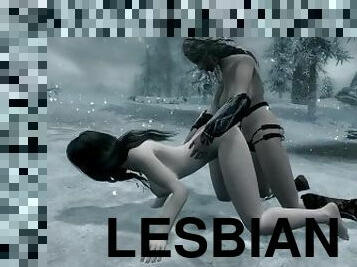 Lesbians fuck in the snow in skyrim