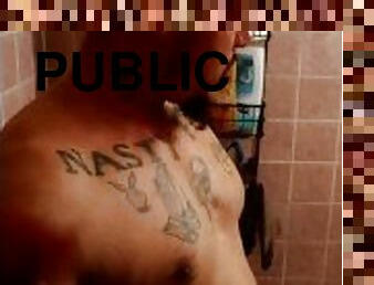baden, öffentliche, dilettant, immens-glied, homosexuell, fetisch, dusche, allein, muskulös, turnhalle